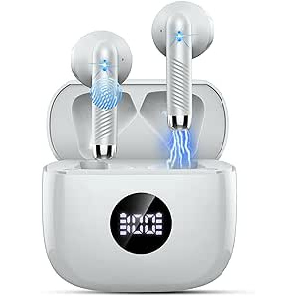 „Bluetooth“ ausinės, į ausis įstatomos ausinės, „Bluetooth 5.3“ belaidės ausinės su HD mikrofonu, „HiFi“ stereo garso ausinės, 40 valandų grojimo ausinės su USB-C įkrovimo dėžute, LED ekranas, IP7