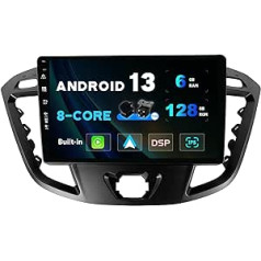 SXAUTO Android 12-6G+128G – IPS automobilinis radijas, tinkamas Ford Tourneo Transit Custom (2013–2021 m.) – Belaidis Carplay/Android Car/DSP – Kamera + MIC – DAB vairo valdymas Fast Boot 360-Cam – 2 DIN
