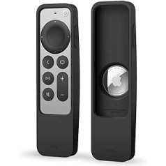 elago R5 lokatoriaus dėklas, suderinamas su Apple TV 4K Siri Remote 3rd Generation (2022) ir 2nd Generation (2021) ir suderinamas su Apple AirTag (juodas)