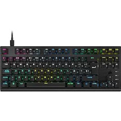 Corsair K60 PRO TKL RGB optinė mechaninė žaidimų klaviatūra Tenkeyless – OPX jungikliai, šlifuoto aliuminio konstrukcija, nuimamas C tipo USB laidas, ES išdėstymas, QWERTY – juoda