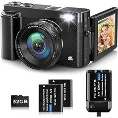 48 MP skaitmeninis fotoaparatas Oiadek 4K kompaktiškas fotoaparatas, įkraunamas su 32 GB atminties kortele, skaitmeninis priartinimas 16x