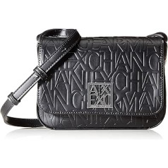 „Armani Exchange“ moteriškas reguliuojamas peties dirželis, reljefinis logotipas visame kryžminio kūno viduryje, juoda (nero-juoda), juoda (nero – juoda)