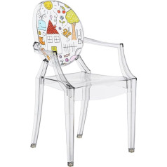 Kartell Loulou Ghost vaikiška kėdutė, polikarbonatas, skaidri, 37 x 40 x 63 cm