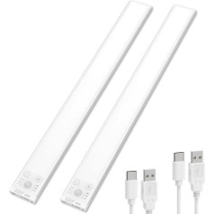 Sibi Lighting Apšvietimas po virtuvės spintelėmis, virtuvės apšvietimas po spintelėmis, įkraunamas, 3 ryškumo lygiai su laipsnišku pritemdymu, spintos, laiptų ir prieškambario apšvietimas, 2 vnt.