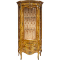 Casa Padrino Barokinė vitrina šviesiai ruda 88 x h. 180 cm - Medžio masyvo vitrina - Svetainės spinta - Baroko stiliaus baldai