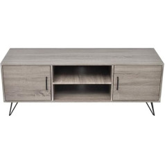 Pissente TV spintelė su 2 atviromis lentynomis ir 2 skyriais Šiuolaikinė svetainė su dviem patogiais kabelių lizdais TV spintelė su medinėmis durimis 120 x 40 x 45 cm