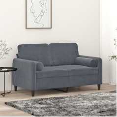 ZEYUAN 2 vietų sofa su dekoratyvinėmis pagalvėlėmis, tamsiai pilka, 120 cm, veliūras, poilsio sofa, sofos ir kušetės, poilsio sofa, svetainės sofa, miegamoji sofa - 3200872