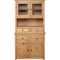 Tidyard Virtuvės spintelė Medinė bufeto spintelė Highboard indų spintelė Valgomojo spintelė Sideboard Vitrina spintelė Derlius 93 x 40,5 x 180 cm pušies masyvo