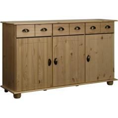 Vidaxl Pušies masyvo komoda su 3 stalčiais ir 3 durelėmis Komoda su stalčiais Komoda su stalčiais, universali spintelė 134 x 39 x 79,5 cm
