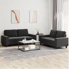 LAPOOH 2-TLG. Sofos komplektas, juodas audinys, poilsio sofa, sofos ir kušetės, poilsio sofa, svetainės sofa, sofa su miegojimo funkcija - 3201886