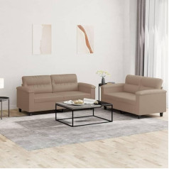 ShGaxin 2-TLG. Sofos komplektas su pagalvėlėmis, kapučino rudos spalvos dirbtinė oda, poilsio sofa, sofos ir kušetės, poilsio sofa, svetainės sofa, sofa su miego funkcija - 3202366