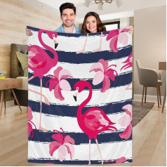 Ririx Lengva, didelė (203,4 x 152,4 cm) antklodė su flamingo dryžiais, skirta lovai, sofai, sofai, kėdei, stovyklavimui ir kelionėms