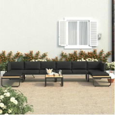Whopbxgad Svetainės baldų komplektai, svetainės sofos komplektai, sofa lova, 5-TLG. Garten-Ecksofa-Set mit Auflagen Aluminium und WPCmodular Sofa,modular Couch,Outdoor Patio Furniture,