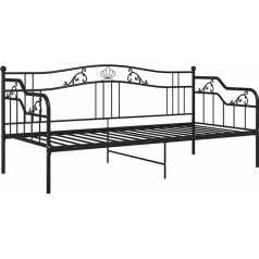 Tidyard Sofos lovos rėmas Dienos lovos rėmas Metalinė lova Sofa viengulė lova Svečių lova Sofa sofa Jaunimo lova Metalinė šoninė lova 200 x 90 cm (ilgis x plotis) Milteliais dengtas metalas Juoda