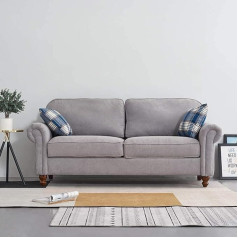 Yrra 2 ir 3 sėdimų vietų sofa Sofa sofa Audinys Sofa Svetainės sofa su retro dizaino koja ir 2 nemokamomis pagalvėlėmis (ruda 2 sėdimos vietos + 3 sėdimos vietos) Pilka 2 sėdimos vietos + 3 sėdimos vietos