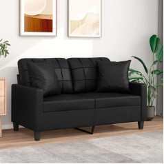 Barash 2 vietų sofa su dekoratyvinėmis pagalvėlėmis Juoda 120 cm dirbtinės odos sofa lova maža