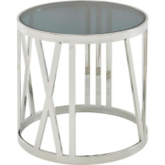 Finebuy Möbel Zum Wohlfühlen FineBuy šoninis staliukas 45 x 45 x 44 cm Stiklo metalas Mažas sofos staliukas Apvalus svetainės kambario staliukas Kanapa Modernus kavos staliukas Aukštas