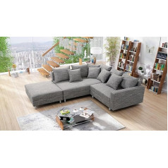 Kuechen-Preisbombe Minskas Virtuvė Kaina Bomba Gyvenamasis kambarys Sofa sofa kampinė sofa audinys šviesiai pilka + taburetė Minskas L
