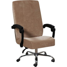 LINFKY Velvet biuro kėdės dangtelis Stretch Computer Desk Chair Slipcover Executive Boss Chair Cover Anti-Dust Removable Rotating Protective Cover High Back (Camel)