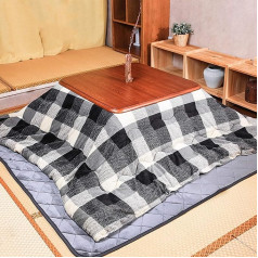 WBJLG Šildymo stalas tatami Japoniškas kotatsu stalas, tatami futon kavos staliukų rinkinys, kvadratiniai dideli stalai, pagaminti iš medžio masyvo, su pilka languota antklode, šildytuvu ir antklode