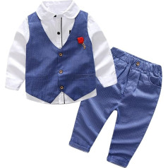 Mada Kūdikių drabužiai Toddler Berniukai ilgomis rankovėmis T marškinėliai Tops liemenė paltas kelnės Vaikas Vaikai džentelmenas apranga