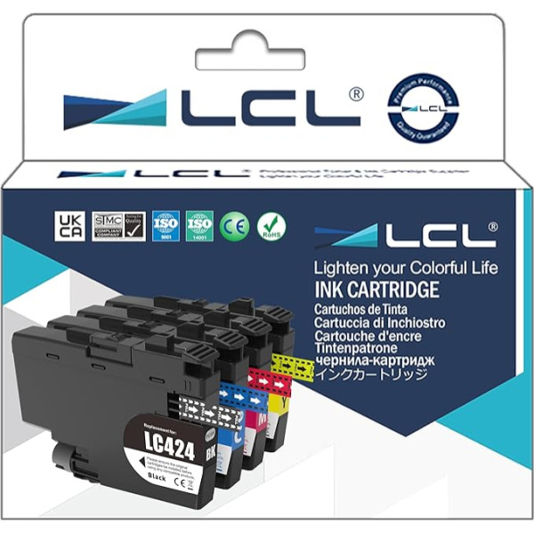 LCL suderinama rašalo kasetė LC424VAL LC424 LC-424 LC424BK LC-424BK LC-424BK LC-424C LC-424M LC-424Y (2Black 2Cyan 2Magenta 2Yellow) Suderinama su Brother DCP-J1200W