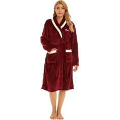 AMYTIS LINGERIE chalatas moterims, moteriškas chalatas, minkštas lengvas pliušinis miego drabužis su kišenėmis, dydžiai S - 3XL, bordo spalvos raidė