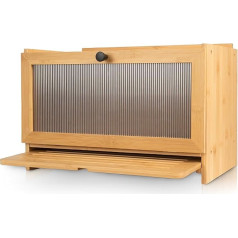 AH® Bambuko duonos dėžė su pjaustymo lenta, medinės duonos dėžės su ventiliacija - elegantiška duonos dėžė duonai laikyti | 40 x 26 x 23 cm, pagaminta iš medžio