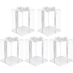 Cabilock 5 x torto dėžutės 8 colių plastikinė torto dėžutė be juostelės Torto dėžutės skaidrios saldainių dėžutės Cupcake Muffin Box pyragaičių kartoninė dovanų dėžutė gimtadieniui Valentino dienos vestuvėms Balta M