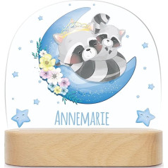 GRAVURZEILE Personalizuota vaikiška naktinė lemputė - Mėnulio dizainas - LED naktinė lemputė vaikų kambariui - Personalizuotos dovanos vaikams ir kūdikiams - Dovana gimimo proga - Kūdikio dovana - Mėnuliukas