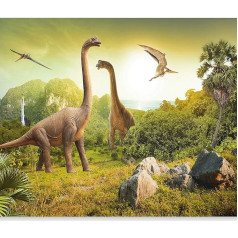 murando Foto tapetai Vaikų kambarys 400 x 280 cm Neaustiniai tapetai XXL Šiuolaikinė sienų apdaila Dizainas Sienų apdaila Gyvenamasis kambarys Miegamasis Biuras Prieškambaris Vaikų tapetai Dinozaurai Gyvūnai
