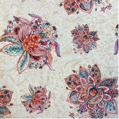 Kt KILOtela Skaitmeninis spausdintos drobės audinys Pusė Panama 100 % medvilnės Patchwork 100 cm ilgio x 280 cm pločio gėlės rožinė žalia 1 metras