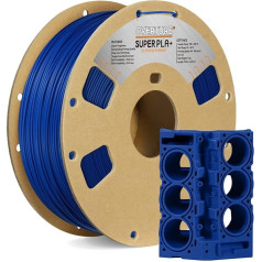 OVERTURE Super PLA+ gija, PLA Plus 1,75 mm PLA Professional Toughness Enhanced PLA Roll, kartono ritinėlis, Premium PLA 1 kg, matmenų tikslumas 99 % +/- 0,03 mm (tamsiai mėlyna)