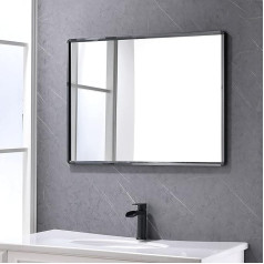 SHANFO Stačiakampio formos sieninis veidrodis 50 x 70 cm juodo metalinio rėmo dekoratyvinis veidrodis vonios kambariui ir svetainei
