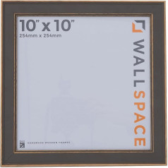 Sienų erdvė Kvadratinis nuotraukų rėmelis 10x10 Medžio masyvo su tikru stiklu Shabby Chic Grey 10x10