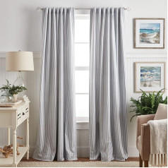 Martha Stewart White Indigo Stripe Blackout užuolaidos 84