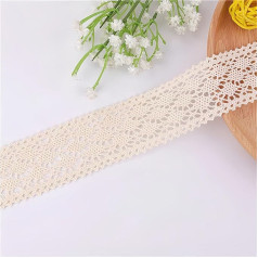 10 jardų Spitzenband derliaus Geschenkbox Schleifenband Scrapbooking Borte Baumwolle Dekoband Handwerk Geschenk DIY Nähen Geschenkband Tischdekoration Zierband Hochzeit Floral (Breite 4.3cm, Creme D)