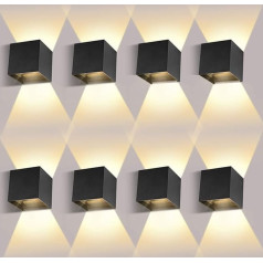 ledmo 8 x LED sieninis šviestuvas vidaus / lauko 12 W sieniniai žibintai lauko aukštyn ir žemyn reguliuojamas šviesos spindulys LED lauko šviesa juoda 2700-3000 K šilta balta IP65 atsparus vandeniui