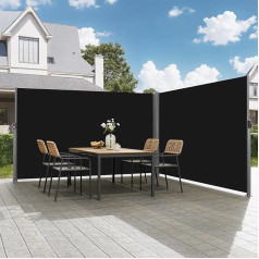 VEVOR Patio apsauga nuo vėjo 180 x 600 cm Juoda ritininė žaliuzė Šoninė markizė, ištraukiama namams ar komercinėms patalpoms