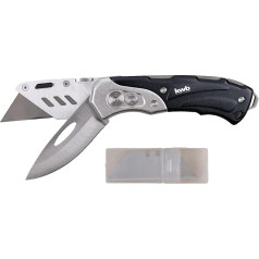 kwb Sunkus universalus peilis su sulankstomu pjovimo peiliu, dviem itin aštriais 60 x 19 mm metaliniais ašmenimis, įskaitant atsarginius ašmenis, valdomas dviem rankomis