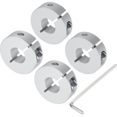 Vienos dalies bangos apykaklės rinkinys 14 mm kotui, vientisas, 4 x 35 mm išorinis skersmuo, 12 mm storis, aliuminio lydinio tvirtinimo apykaklė su M5 reguliavimo varžtais ir a