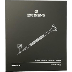 BERGEON 30081-AC10 10 nerūdijančio plieno laikrodžių atsuktuvų medinėje dėžutėje rinkinys