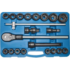 SW-Stahl 07605L IMPACT Steckschlüsselsatz 3/4 Zoll 21-teilig I Ratschenkasten LKW I Knarrenkasten Profi I Nuskasten für Landmaschinen und LKW