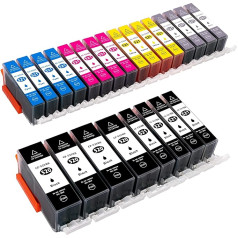 12 suderinamų rašalo kasečių, skirtų CANON PGI - 520BK / CLI - 521BK / CLI - 521C / CLI - 521 M / CLI - 521Y