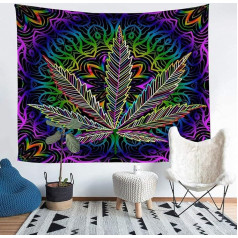 Loussiesd Marihuana lapų sienos kabo vyrams suaugusiems Kanapių lapai gobelenas Marihuana piktžolių lapų spausdinti gobelenas 175 x 230 cm gobelenas Psichodelinis spalvingas lapų