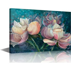 TISHIRON Vonios kambarys Sienų menas Dekoras Peony Blossom Sienų menas drobė menas subtilus gėlės aliejaus tapybai atspaudai miegamajame gyvenamasis kambarys vandeniui atsparus medinis rėmas pasiruošę pakabinti