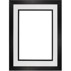 Dvigubo tvirtinimo juodos spalvos nuotraukų / nuotraukų / plakatų rėmelis - 14 x 11 colių ir 10 x 8 colių su tikru stiklu