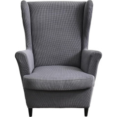Bezavea Wingback kėdės dangtis su pagalvėlės dangteliu, Stretch Wing Chair Slipcover Removable, skalbiamas poliesteris, Soft Thick Armchair Sofa Baldų apsauga viešbučiui Gyvenamasis kambarys Miegamasis (Grey)