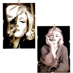 KUSTOM ART 2 derliaus stiliaus Holivudo aktorius Marilyn Monroe medinis atspaudas 25x18 cm kirpyklos, kosmetologai, grožio salonai