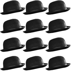 Bowler Hat kostiumo aksesuaras vyrams moterims 60 cm veltinio Viktorijos laikų vyrų kostiumų aksesuarai (12 dalių)